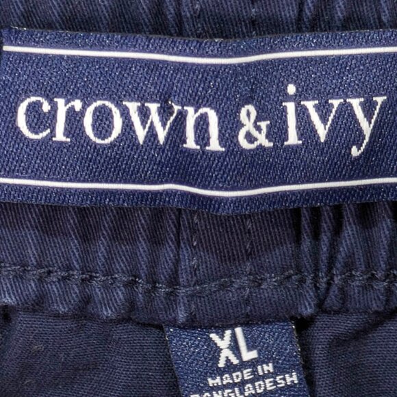NEW Crown & Ivy Dad Shorts Mens XL Navy Cotton Resort Chino Driving Motion Flex - Picture 9 of 11